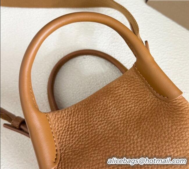 Well Crafted Loro Piana Micro Bale Bucket Bag in Grained Leather 0925 Nubuck Brown 2025
