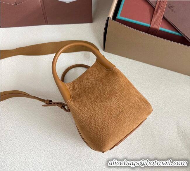 Well Crafted Loro Piana Micro Bale Bucket Bag in Grained Leather 0925 Nubuck Brown 2025