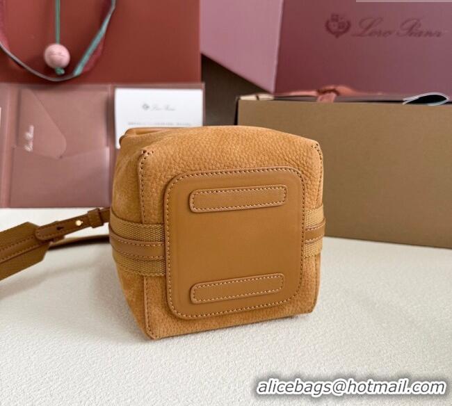 Well Crafted Loro Piana Micro Bale Bucket Bag in Grained Leather 0925 Nubuck Brown 2025