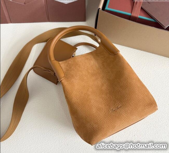Promotional Loro Piana Small Bale Bucket Bag in Grained Leather 0925 Nubuck Brown 2025