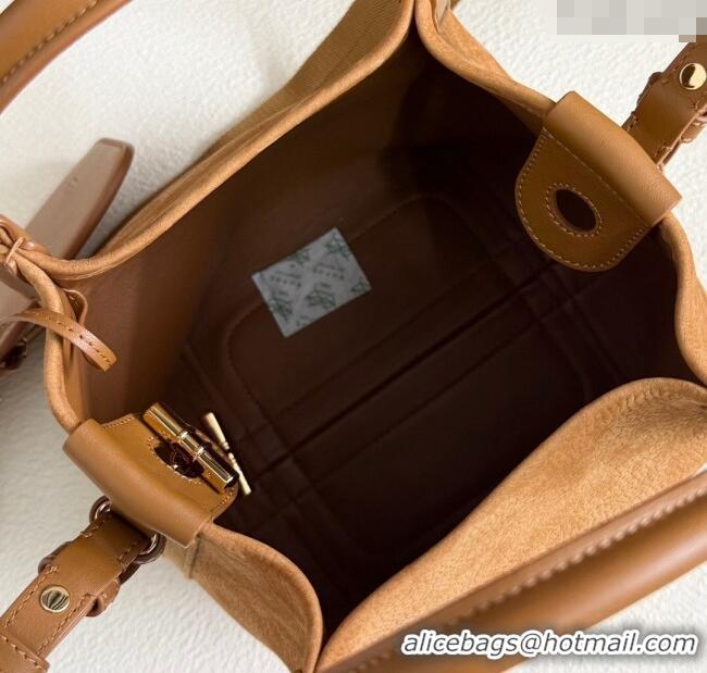 Promotional Loro Piana Small Bale Bucket Bag in Grained Leather 0925 Nubuck Brown 2025