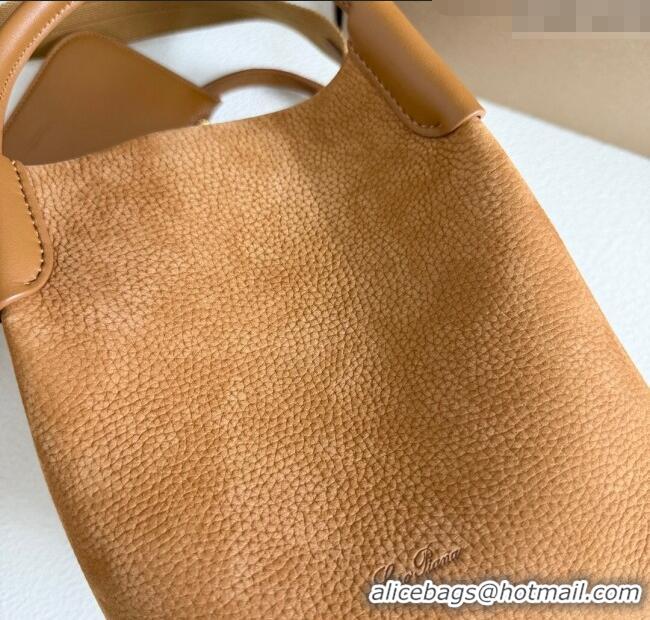 Promotional Loro Piana Small Bale Bucket Bag in Grained Leather 0925 Nubuck Brown 2025