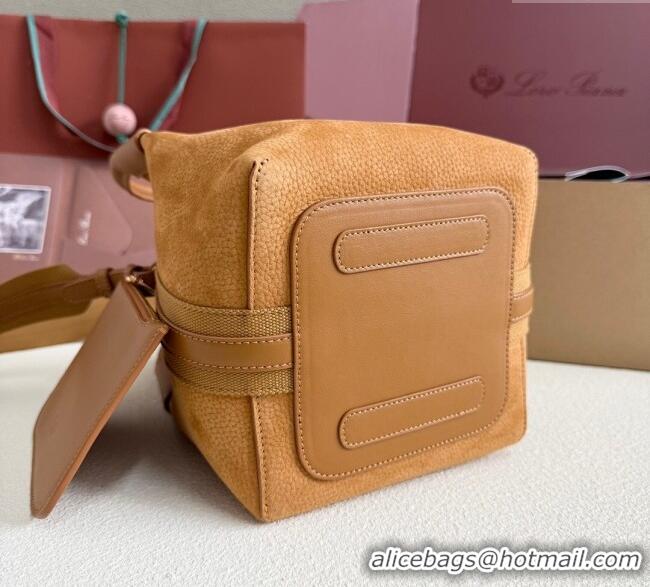 Promotional Loro Piana Small Bale Bucket Bag in Grained Leather 0925 Nubuck Brown 2025
