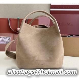 Promotional Loro Piana Large Bale Bucket Bag in Grained Leather 0925 Nubuck Grey 2025