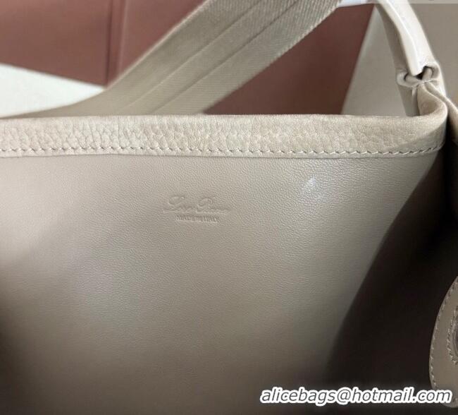 Promotional Loro Piana Large Bale Bucket Bag in Grained Leather 0925 Nubuck Grey 2025