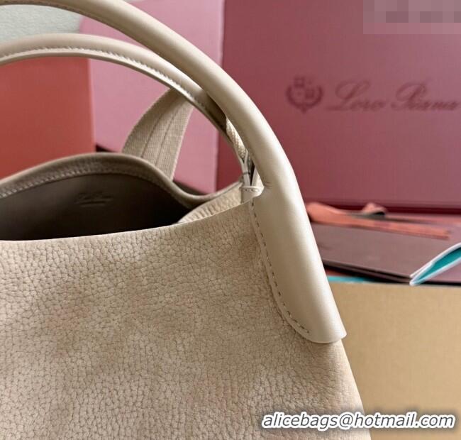 Promotional Loro Piana Large Bale Bucket Bag in Grained Leather 0925 Nubuck Grey 2025