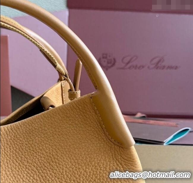 Top Quality Loro Piana Large Bale Bucket Bag in Grained Leather 0925 Nubuck Brown 2025