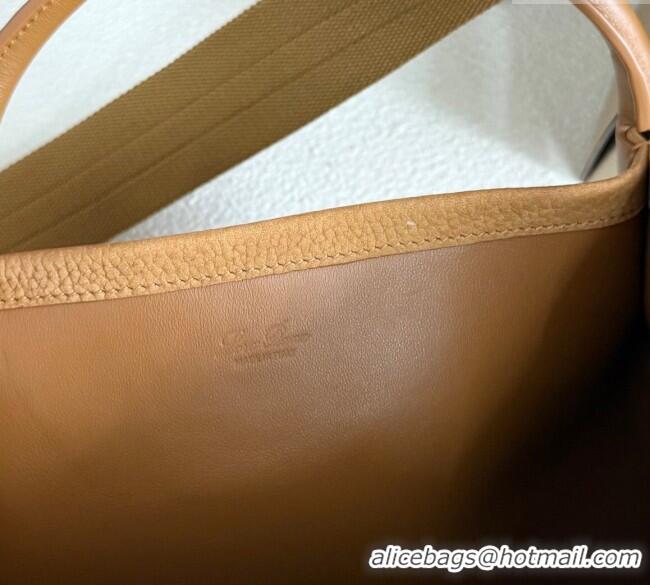 Top Quality Loro Piana Large Bale Bucket Bag in Grained Leather 0925 Nubuck Brown 2025