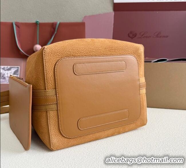 Top Quality Loro Piana Large Bale Bucket Bag in Grained Leather 0925 Nubuck Brown 2025