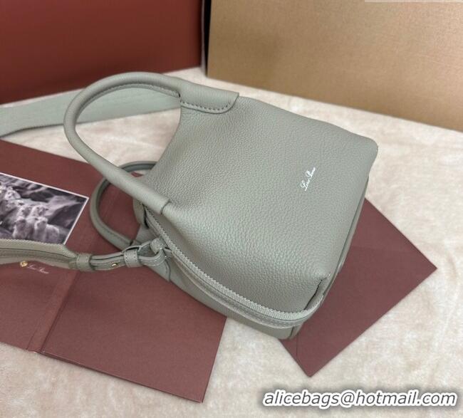New Design Loro Piana Small Bale Bucket Bag in Grained Calfskin Leather 0925 Dry Artemisia 2025