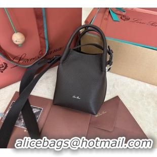 Buy Fashionable Loro Piana Small Bale Bucket Bag in Grained Calfskin Leather 0925 Coffee Brown 2025