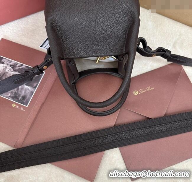 Buy Fashionable Loro Piana Small Bale Bucket Bag in Grained Calfskin Leather 0925 Coffee Brown 2025