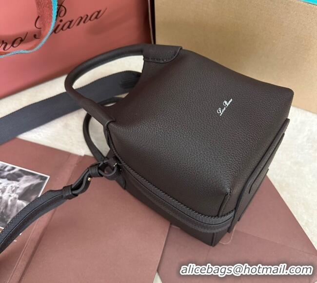 Buy Fashionable Loro Piana Small Bale Bucket Bag in Grained Calfskin Leather 0925 Coffee Brown 2025