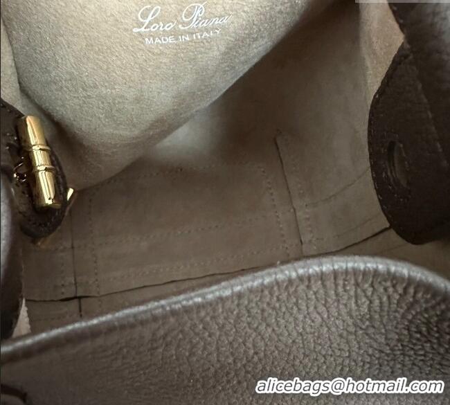 Buy Fashionable Loro Piana Small Bale Bucket Bag in Grained Calfskin Leather 0925 Coffee Brown 2025