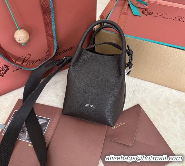 Buy Fashionable Loro Piana Small Bale Bucket Bag in Grained Calfskin Leather 0925 Coffee Brown 2025