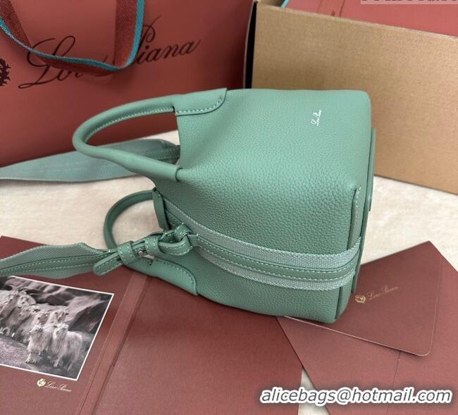 Luxury Discount Loro Piana Small Bale Bucket Bag in Grained Calfskin Leather 0925 Artemisia Green 2025