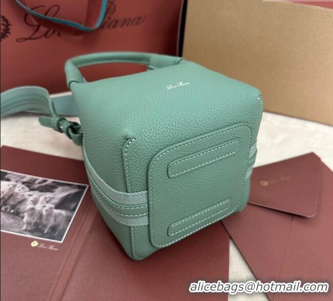 Luxury Discount Loro Piana Small Bale Bucket Bag in Grained Calfskin Leather 0925 Artemisia Green 2025