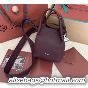 Shop Popular Loro Piana Small Bale Bucket Bag in Grained Calfskin Leather 0925 Ormosia Red 2025