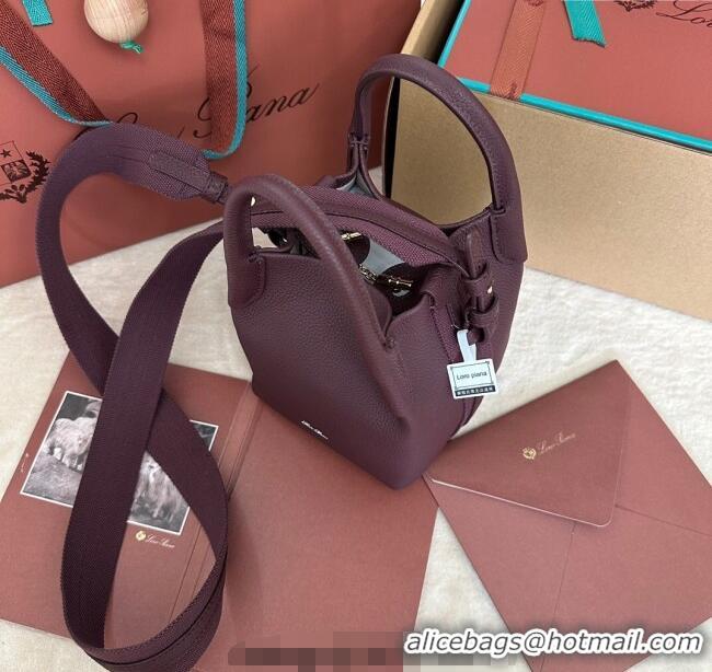 Shop Popular Loro Piana Small Bale Bucket Bag in Grained Calfskin Leather 0925 Ormosia Red 2025