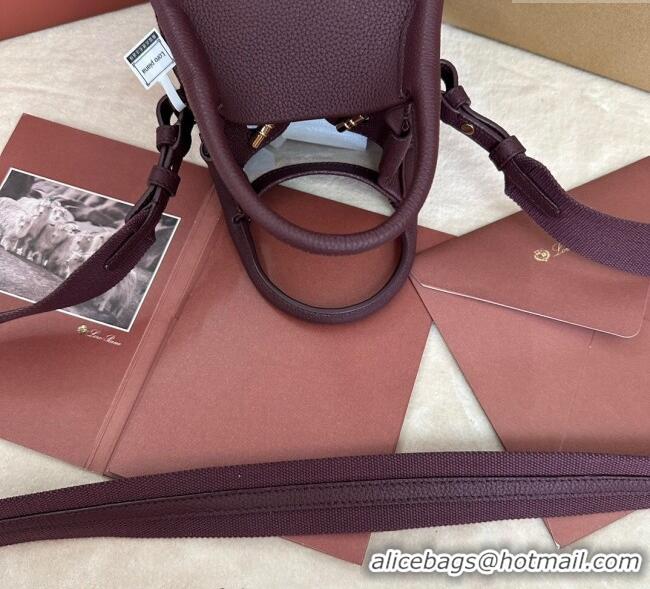 Shop Popular Loro Piana Small Bale Bucket Bag in Grained Calfskin Leather 0925 Ormosia Red 2025
