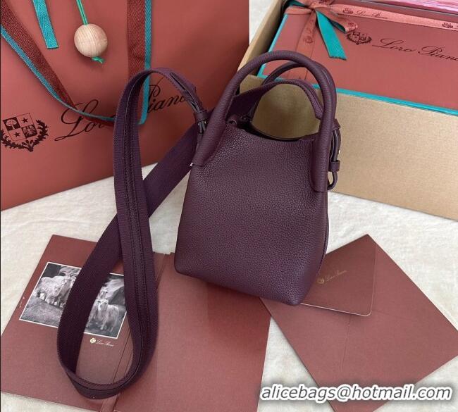 Shop Popular Loro Piana Small Bale Bucket Bag in Grained Calfskin Leather 0925 Ormosia Red 2025