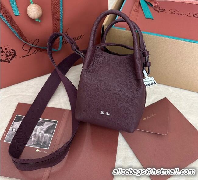 Shop Popular Loro Piana Small Bale Bucket Bag in Grained Calfskin Leather 0925 Ormosia Red 2025