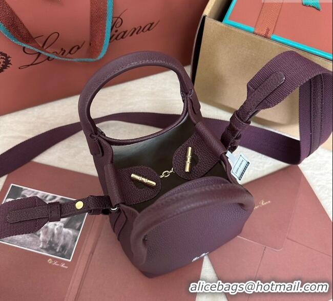 Shop Popular Loro Piana Small Bale Bucket Bag in Grained Calfskin Leather 0925 Ormosia Red 2025