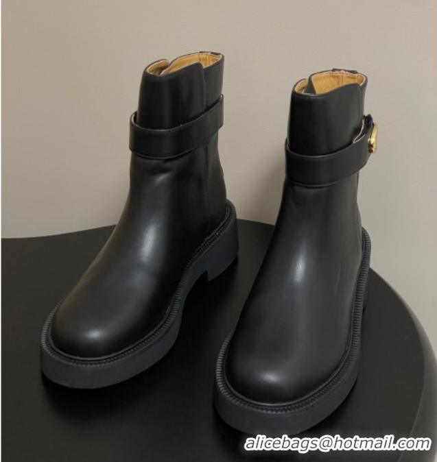 Popular Style Valentino VLogo Signature Ankle Boots in Calfskin Black VA082102