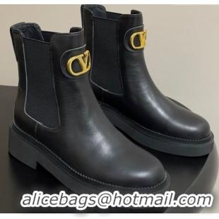 Good Quality Valentino VLogo Signature Ankle Boots in Calfskin Black 2025 VA082103