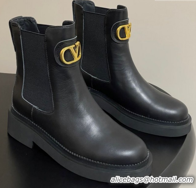 Good Quality Valentino VLogo Signature Ankle Boots in Calfskin Black 2025 VA082103