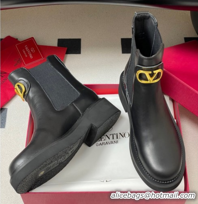 Good Quality Valentino VLogo Signature Ankle Boots in Calfskin Black 2025 VA082103