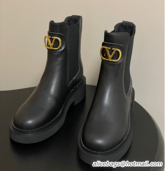 Good Quality Valentino VLogo Signature Ankle Boots in Calfskin Black 2025 VA082103
