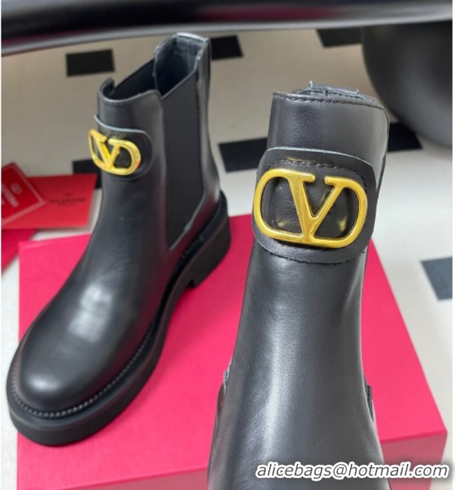 Good Quality Valentino VLogo Signature Ankle Boots in Calfskin Black 2025 VA082103