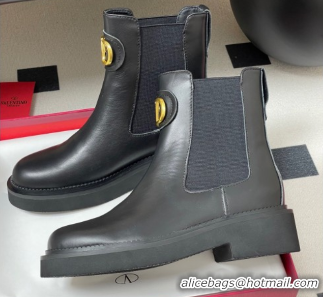 Good Quality Valentino VLogo Signature Ankle Boots in Calfskin Black 2025 VA082103