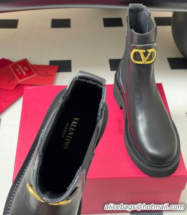 Good Quality Valentino VLogo Signature Ankle Boots in Calfskin Black 2025 VA082103