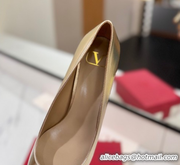 Low Price Valentino VLogo Signature Pumps 7.5cm in Calfskin Leather and Strass Gold VA082102