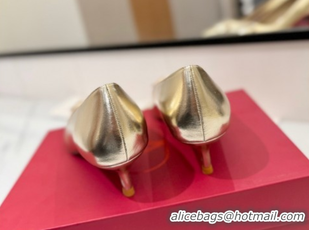 Unique Style Valentino VLogo Signature Pumps 4.5cm in Calfskin Leather and Strass Gold VA082102