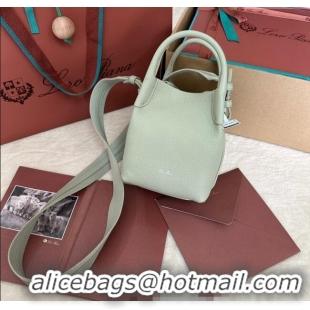 Promotional Loro Piana Small Bale Bucket Bag in Grained Calfskin Leather 0925 Mustard Green 2025