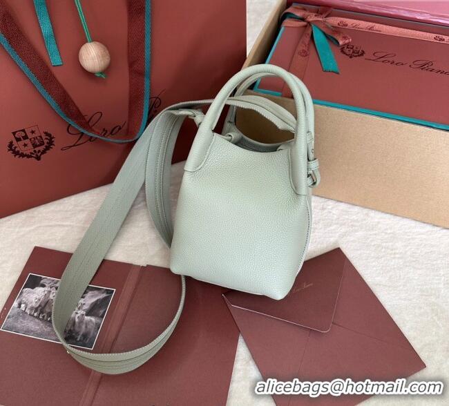 Promotional Loro Piana Small Bale Bucket Bag in Grained Calfskin Leather 0925 Mustard Green 2025