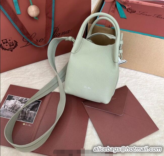 Promotional Loro Piana Small Bale Bucket Bag in Grained Calfskin Leather 0925 Mustard Green 2025