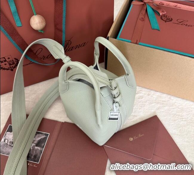 Promotional Loro Piana Small Bale Bucket Bag in Grained Calfskin Leather 0925 Mustard Green 2025