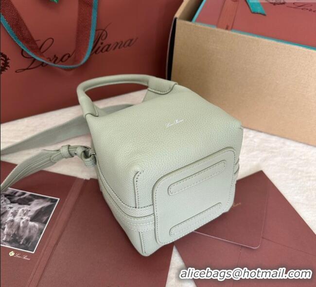 Promotional Loro Piana Small Bale Bucket Bag in Grained Calfskin Leather 0925 Mustard Green 2025