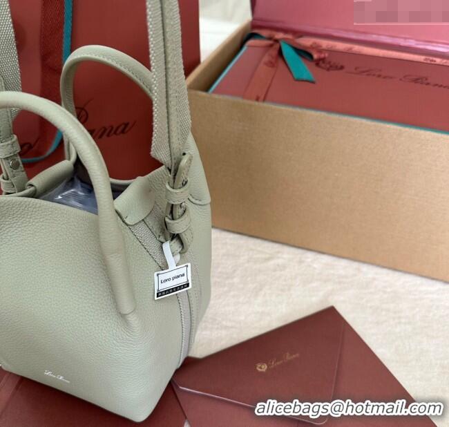 Promotional Loro Piana Small Bale Bucket Bag in Grained Calfskin Leather 0925 Mustard Green 2025