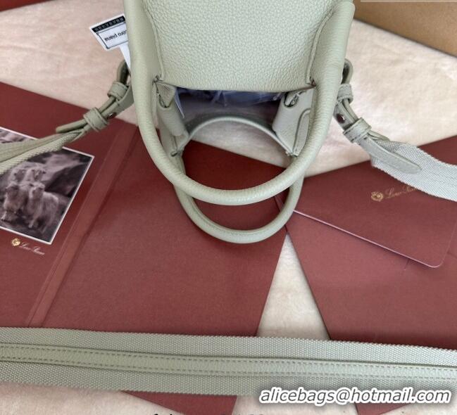 Promotional Loro Piana Small Bale Bucket Bag in Grained Calfskin Leather 0925 Mustard Green 2025