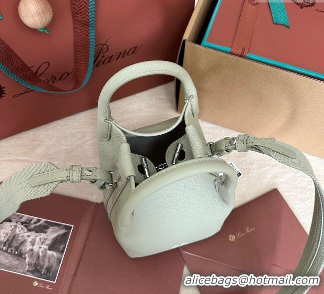 Promotional Loro Piana Small Bale Bucket Bag in Grained Calfskin Leather 0925 Mustard Green 2025