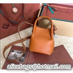 Reasonable Price Loro Piana Small Bale Bucket Bag in Smooth Calfskin Leather 0925 Brown 2025