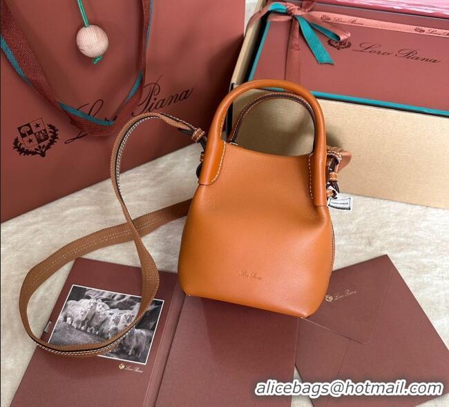 Reasonable Price Loro Piana Small Bale Bucket Bag in Smooth Calfskin Leather 0925 Brown 2025