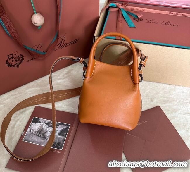 Reasonable Price Loro Piana Small Bale Bucket Bag in Smooth Calfskin Leather 0925 Brown 2025