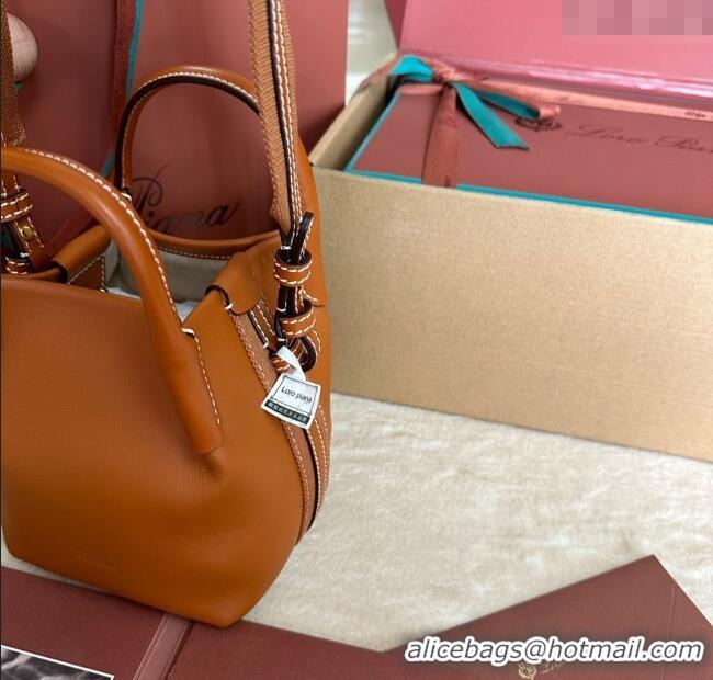 Reasonable Price Loro Piana Small Bale Bucket Bag in Smooth Calfskin Leather 0925 Brown 2025