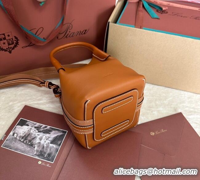 Reasonable Price Loro Piana Small Bale Bucket Bag in Smooth Calfskin Leather 0925 Brown 2025